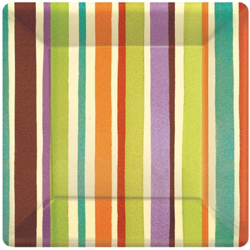 Crafty Stripe Party 7" Square Dessert Plates