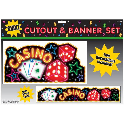 Casino Night Theme Party Decoration Giant Cutout & Banner Set