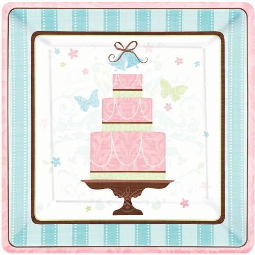 Blushing Bride Wedding Party Bulk 10" Square Banquet Plates