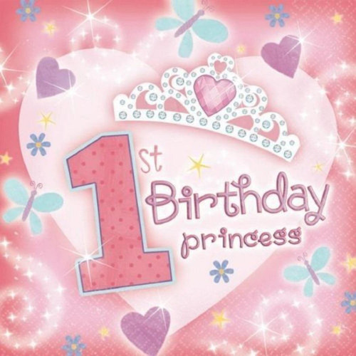 1st Birthday Princess Party Luncheon Napkins