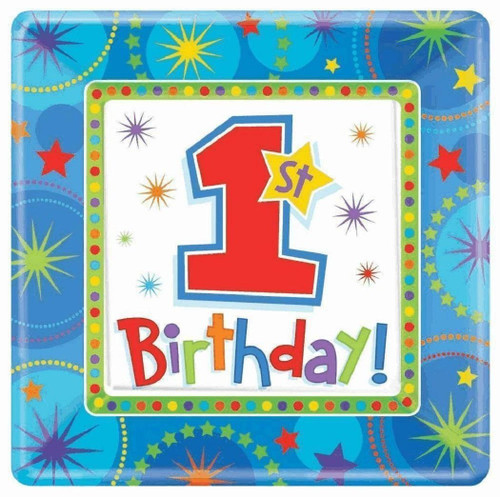 One-derful Boy 1st Birthday Party 10" Square Banquet Plates