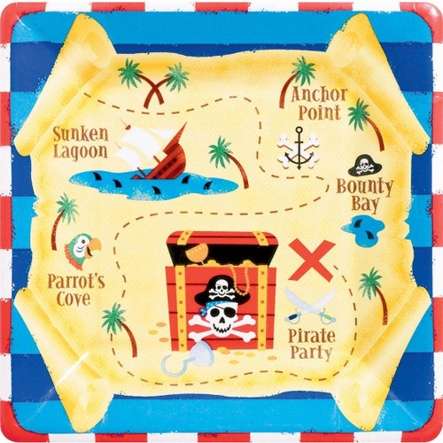 Pirate's Treasure Birthday Party 10" Square Banquet Plates