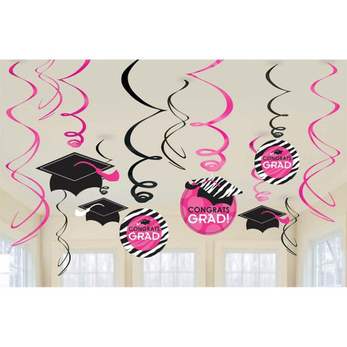 Zebra Party Graduation Party Hanging Swirl Decorations