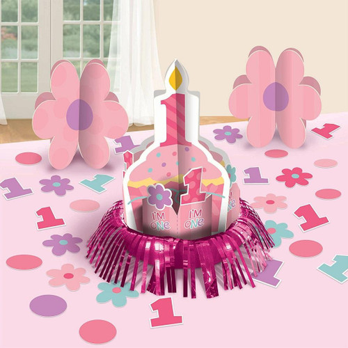 Sweet Little Cupcake Girl Birthday Party Table Decorating Kit