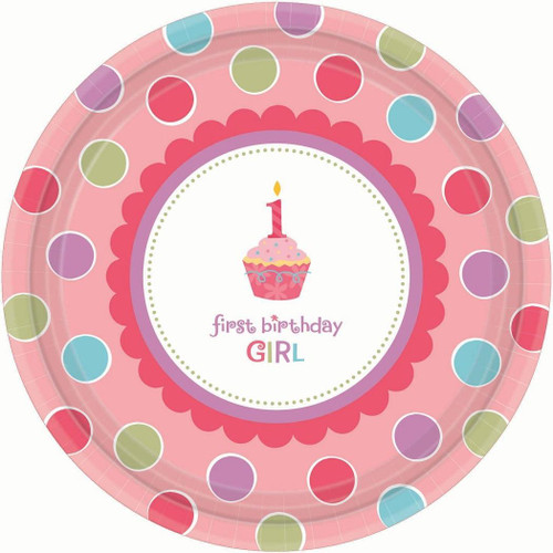 Sweet Little Cupcake Girl Birthday Party 10.5" Banquet Plates