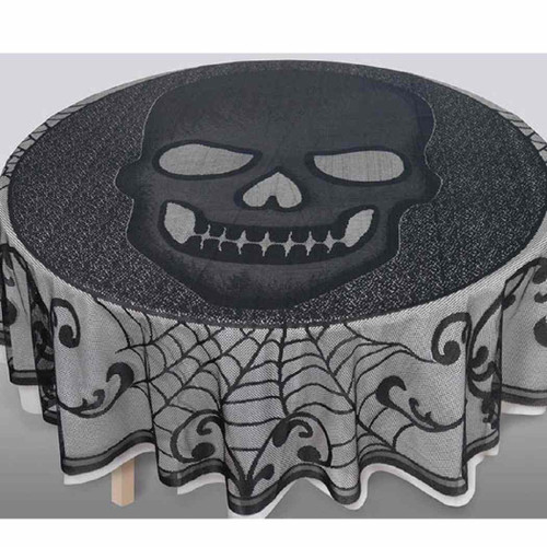 Skull Lace Round Tablecover Halloween Party Decoration