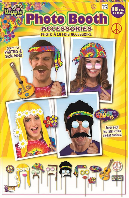 Hippie Decor Photo Booth Accessories 60's Theme Party Favor Kit