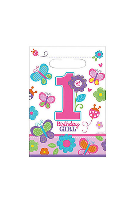 Sweet Girl Butterfly Flower Cute Kids 1st Birthday Party Favor Sacks Loot Bags