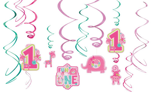 One Wild Girl 1st Birthday Party Hanging Swirl Decorations
