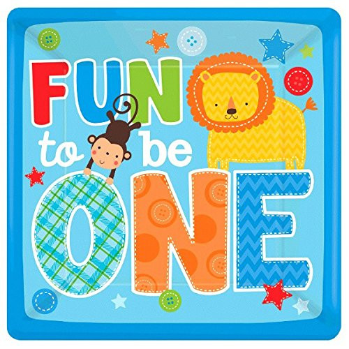 One Wild Boy 1st Birthday Party 10" Square Banquet Plates