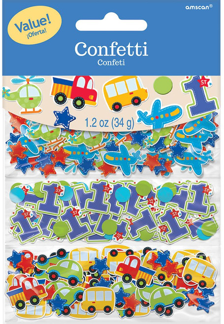 All Aboard Boy Train Car Truck 1st Birthday Party Decoration Confetti 3-Pack