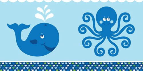 Ocean Preppy Boy Blue Whale 1st Birthday Party Decoration Plastic Tablecover