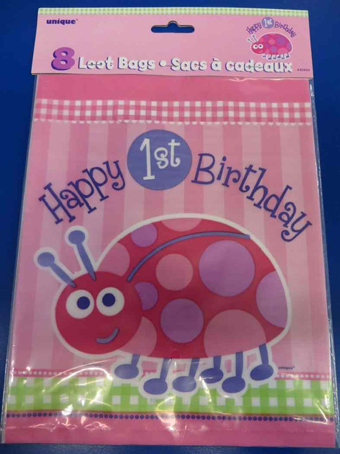 First Birthday Ladybug Animal Pink 1st Birthday Party Favor Sacks Loot Bags