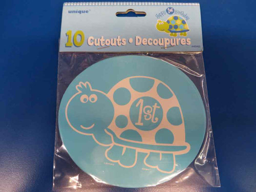 First Birthday Turtle Animal Blue Green 1st Birthday Party Decoration Cutouts