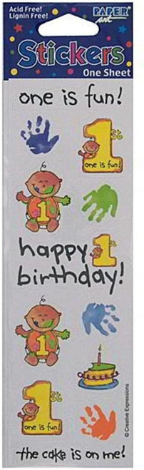 The Cake's on Me! Handprint First 1st Birthday Party Favor Scrapbook Stickers