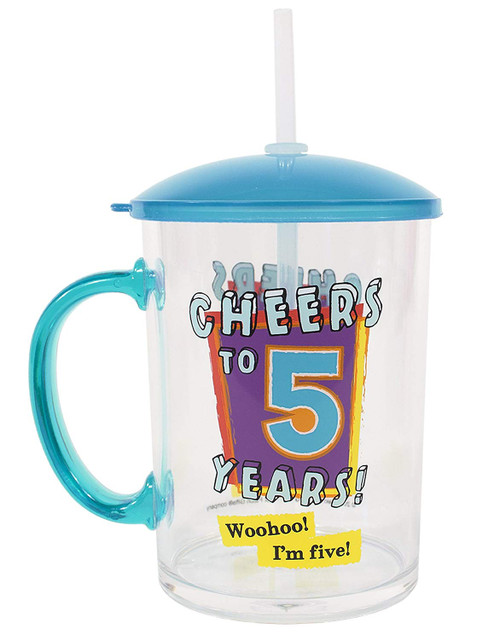 Cheers to 5 Years Kids 5th Birthday Party Favor Gift Handled 20 oz. Plastic Cup