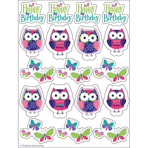 Owl Pal Pink Purple Bird Animal Girls Birthday Party Favor Scrapbook Stickers