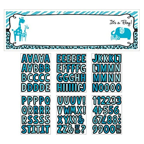 Sweet Safari Boy Jungle Animal Blue Baby Shower Party Decoration Sign Banner Kit