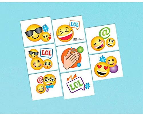 LOL Emoji Emoticons Cute Kids Birthday Party Favor Temporary Tattoos