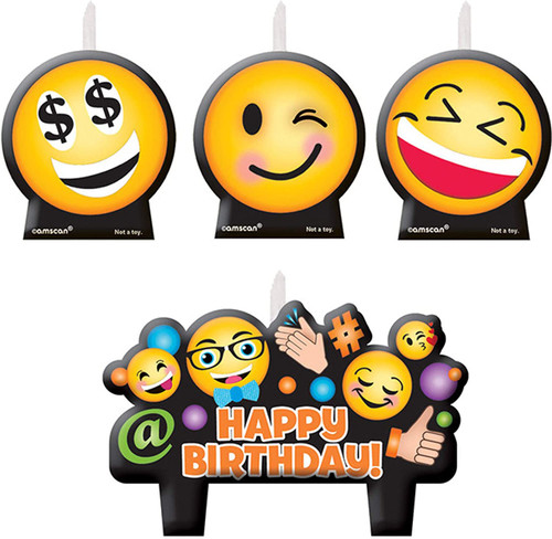 LOL Emoji Emoticons Cute Kids Birthday Party Decoration Molded Cake Candles