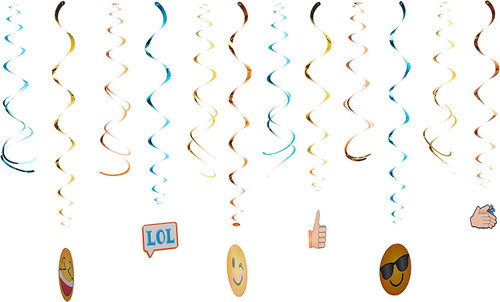 LOL Emoji Emoticons Cute Kids Birthday Party Hanging Swirl Decorations