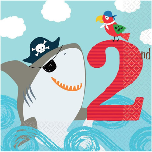 Ahoy Sea Life Ocean Animals Cute Kids 2nd Birthday Party Paper Luncheon Napkins