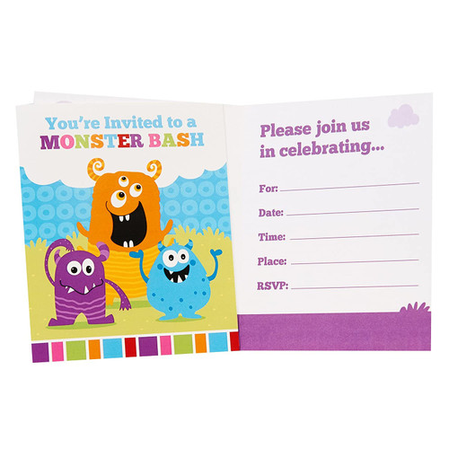 Aliens & Monsters Space Creatures Cute Kids Birthday Party Invitations