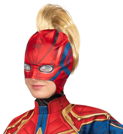 Captain Marvel Headpiece w/Hair Mask Fancy Dress Halloween Costume Accessory