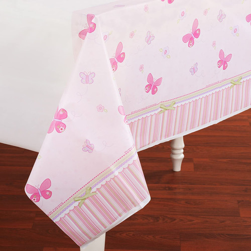 Carter's Baby Girl Butterfly Pink Baby Shower Party Decoration Tablecover