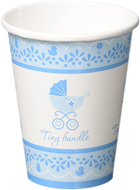 Celebrate Baby Boy Blue Modern Cute Baby Shower Party 9 oz. Paper Cups