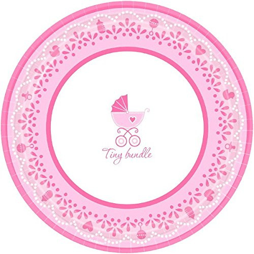 Celebrate Baby Girl Pink Modern Baby Shower Party 10.5" Paper Banquet Plates