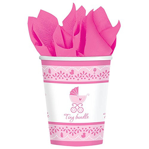 Celebrate Baby Girl Pink Modern Cute Baby Shower Party 9 oz. Paper Cups
