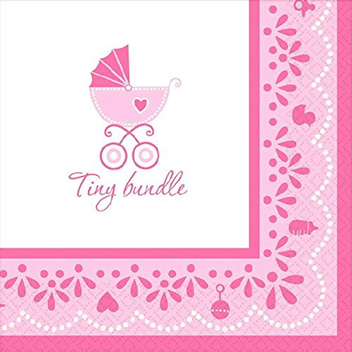 Celebrate Baby Girl Pink Modern Cute Baby Shower Party Paper Beverage Napkins