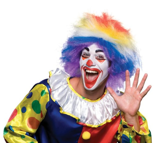 Clown Around Wig Circus Rainbow Fancy Dress Halloween Adult Costume Accessory
