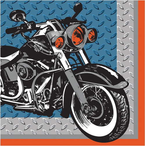 Cycle Shop Motorcycle Theme Biker Kids Birthday Party Paper Luncheon Napkins