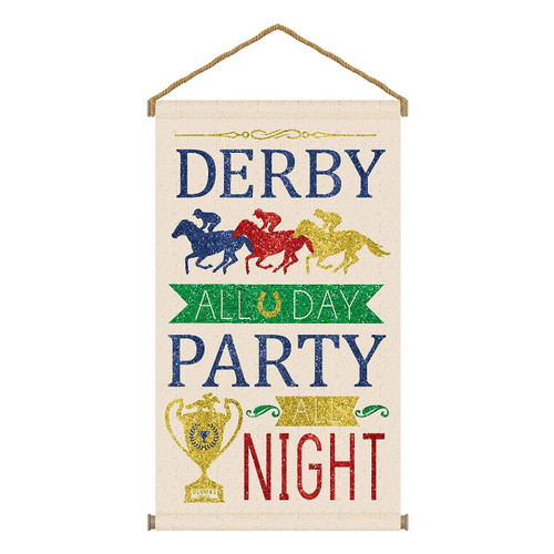 Derby Day Horse Race Kentucky Racing Party Decoration Canvas Hanging Sign