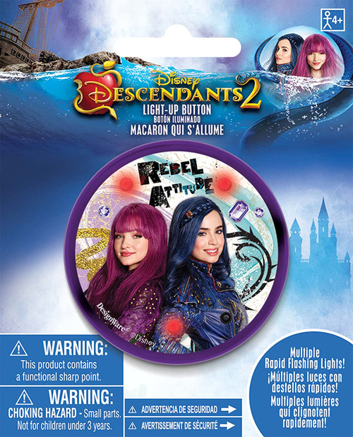 Disney Descendants 3 Movie Junior Kids Birthday Party Favor Light-Up Button