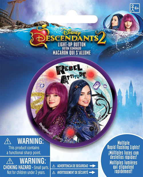 Disney Descendants 2 Movie Junior Kids Birthday Party Favor Light-Up Button