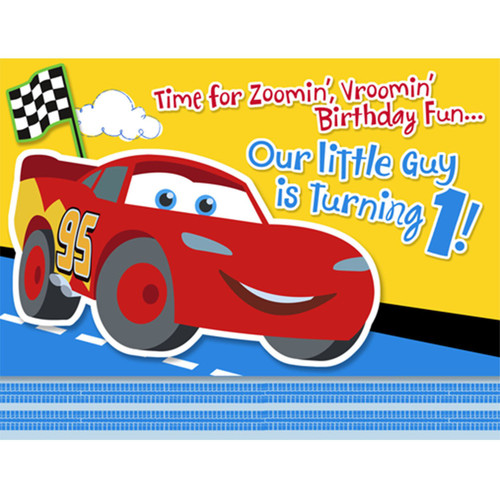 Disney Cars Pixar Movie Cartoon Kids 1st Birthday Party Invitations w/Envelopes