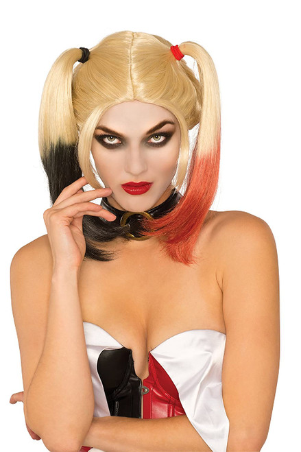 Harley Quinn Wig DC Comics Fancy Dress Halloween Deluxe Adult Costume Accessory