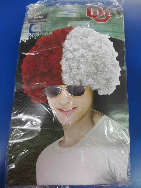 Oklahoma Sooners Afro Wig NCAA College Game Day Fan Adult Costume Accessory