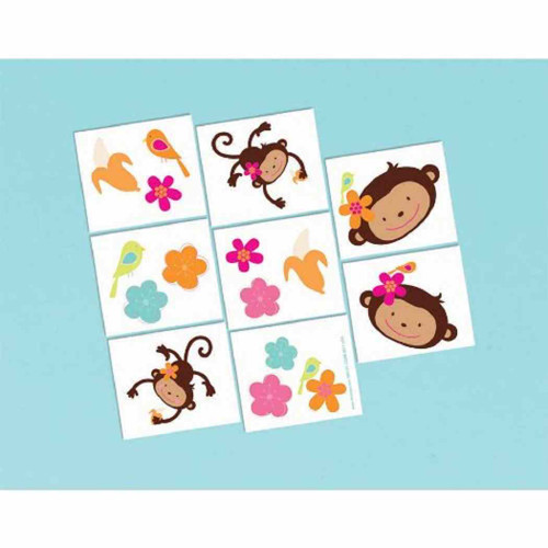 Monkey Love Birthday Party Favor Temporary Tattoos