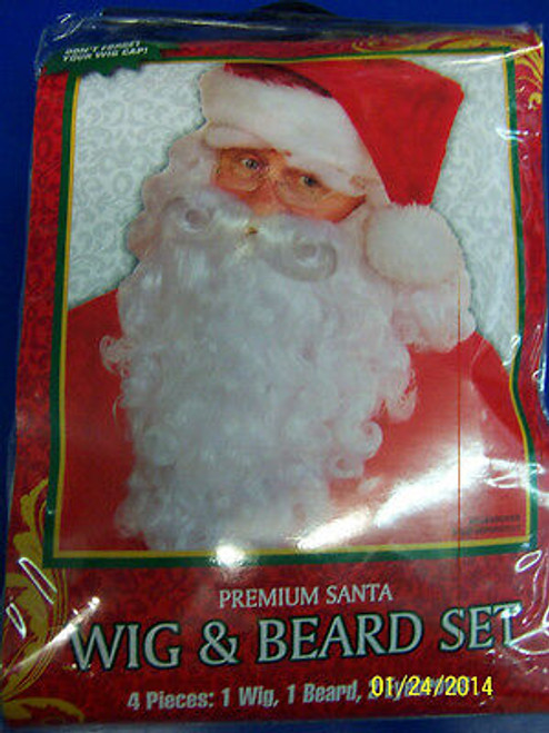 Santa Claus Premium Wig & Beard Set Christmas Fancy Dress Up Costume Accessory