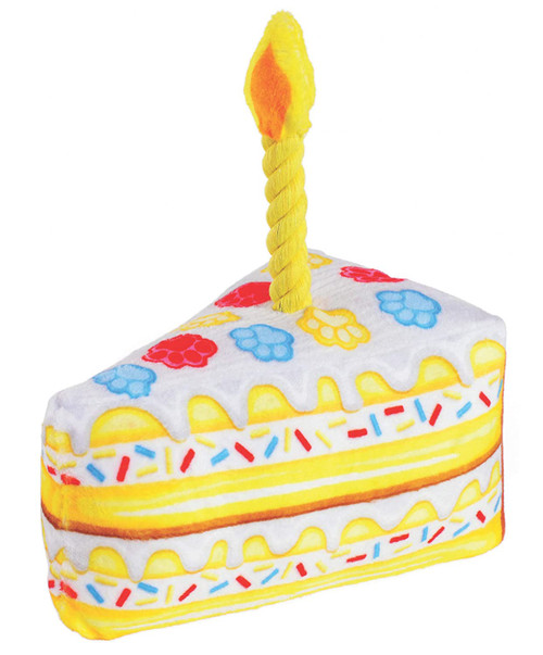 Slice O' Birthday Cake Pet Shop Boutique Plush Chew Toy Dog Costume Accessory