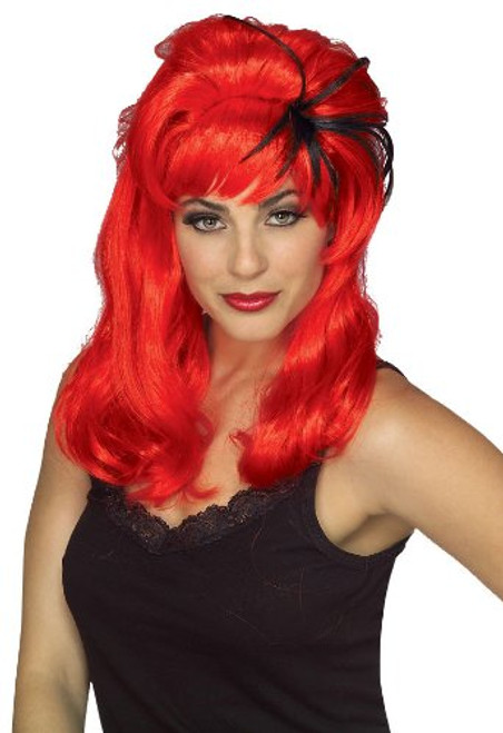 Spiderella Wig Red Black Witch Vampire Fancy Dress Halloween Costume Accessory