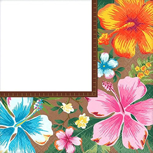 Beachy Blooms Hibiscus Luau Floral Flower Garden Party Paper Beverage Napkins