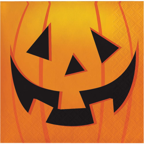 Jolly Jack-O-Lantern Pumpkin Haunted Carnival Halloween Party Beverage Napkins