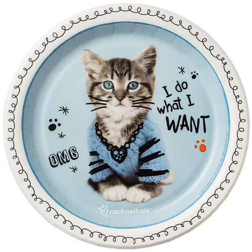 Cats Rule Rachael Hale Animal Pet Kids Birthday Party 7" Paper Dessert Plates