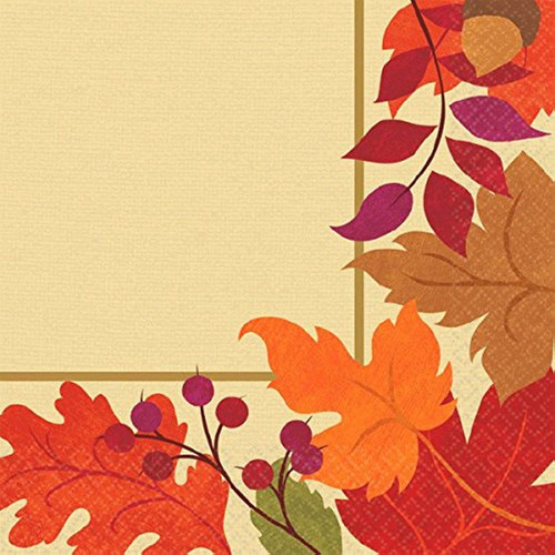 Festive Fall Autumn Leaves Thanksgiving Holiday Party Paper Beverage Napkins