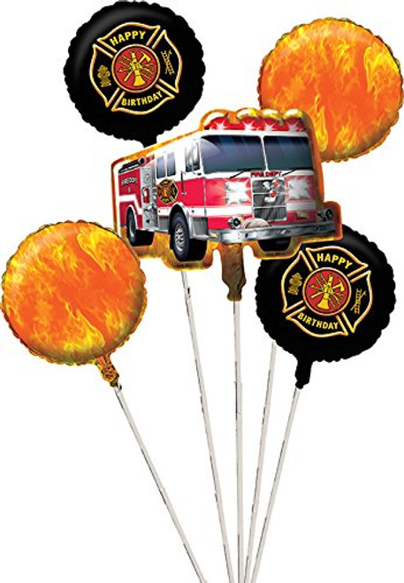 Fire Watch Truck Engine Firefighter Birthday Party Decoration Balloon Cluster